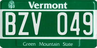 VT license plate BZV049