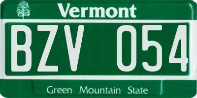 VT license plate BZV054