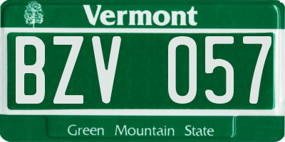 VT license plate BZV057