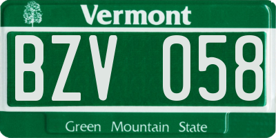 VT license plate BZV058