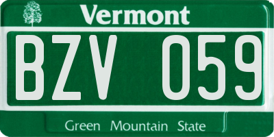VT license plate BZV059