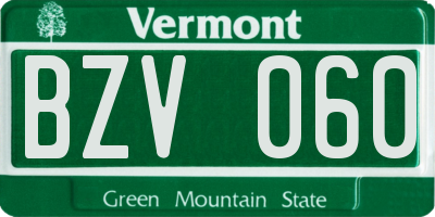 VT license plate BZV060