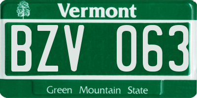 VT license plate BZV063