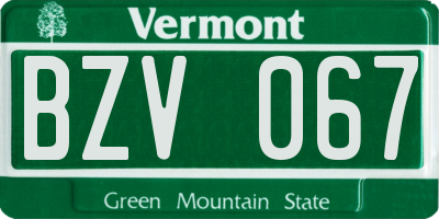 VT license plate BZV067