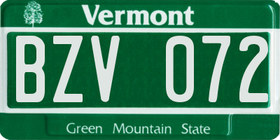 VT license plate BZV072