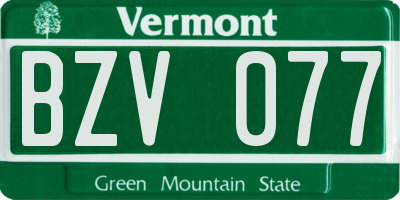 VT license plate BZV077