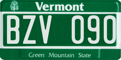 VT license plate BZV090