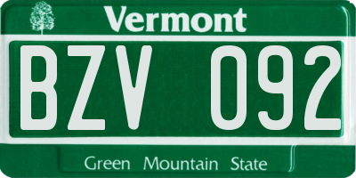 VT license plate BZV092