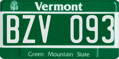 VT license plate BZV093