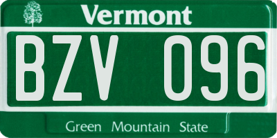 VT license plate BZV096