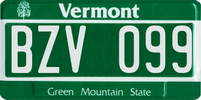 VT license plate BZV099