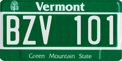 VT license plate BZV101