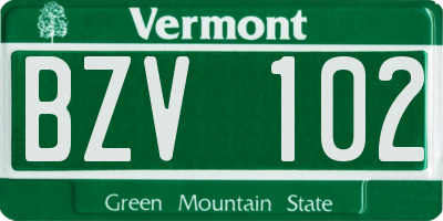 VT license plate BZV102