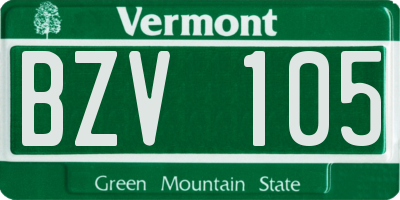 VT license plate BZV105