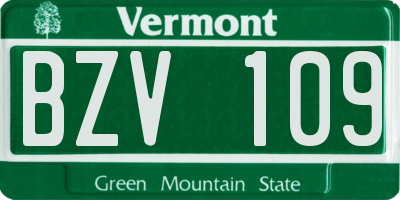 VT license plate BZV109