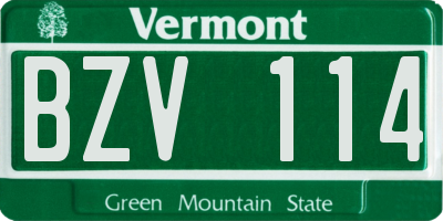 VT license plate BZV114