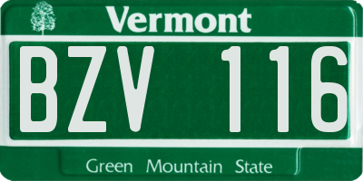 VT license plate BZV116