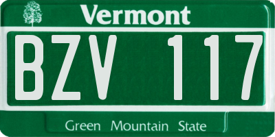 VT license plate BZV117