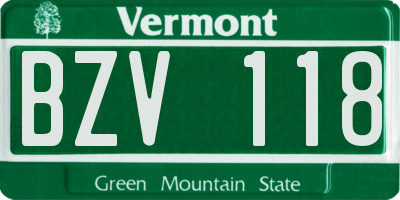 VT license plate BZV118