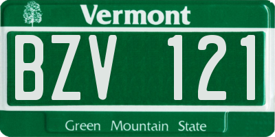 VT license plate BZV121