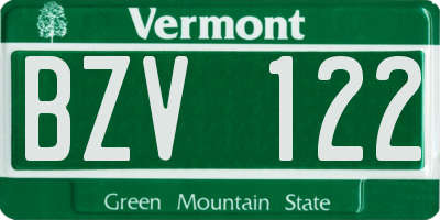 VT license plate BZV122