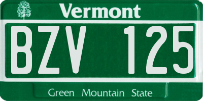 VT license plate BZV125