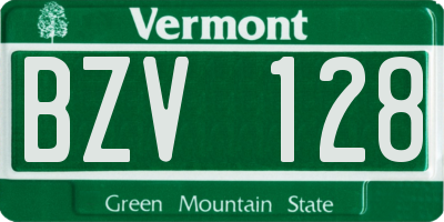 VT license plate BZV128
