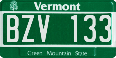 VT license plate BZV133