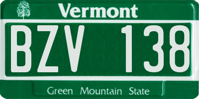 VT license plate BZV138