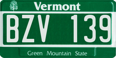 VT license plate BZV139