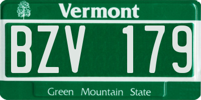 VT license plate BZV179