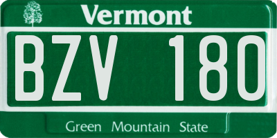 VT license plate BZV180