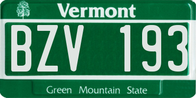 VT license plate BZV193