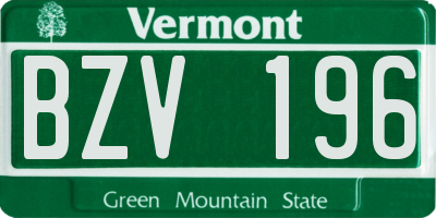 VT license plate BZV196