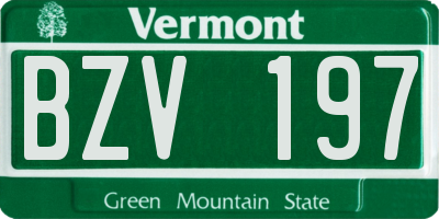 VT license plate BZV197