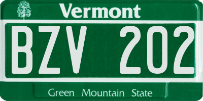 VT license plate BZV202