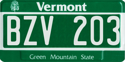 VT license plate BZV203