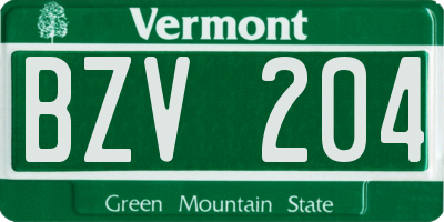 VT license plate BZV204