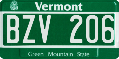 VT license plate BZV206