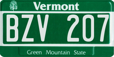 VT license plate BZV207