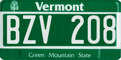 VT license plate BZV208
