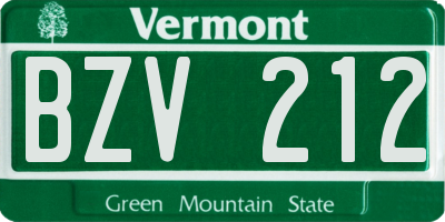 VT license plate BZV212