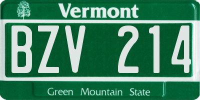 VT license plate BZV214