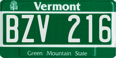 VT license plate BZV216