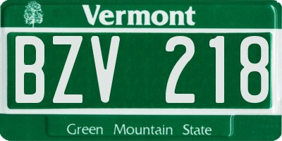 VT license plate BZV218