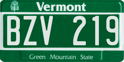 VT license plate BZV219