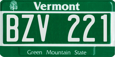 VT license plate BZV221