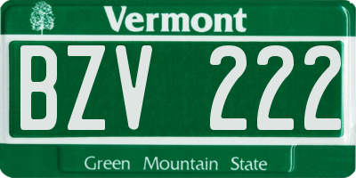 VT license plate BZV222