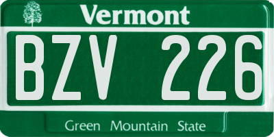 VT license plate BZV226