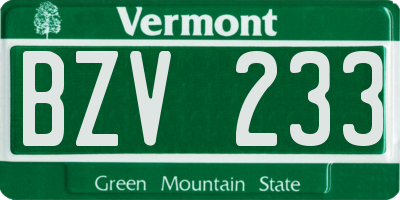 VT license plate BZV233